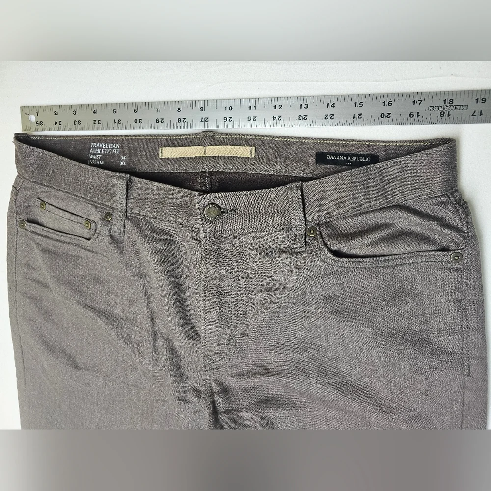 Travel Jean Athletic Fit Mens Pants Size 34x30 Brown Casual‎ Trousers